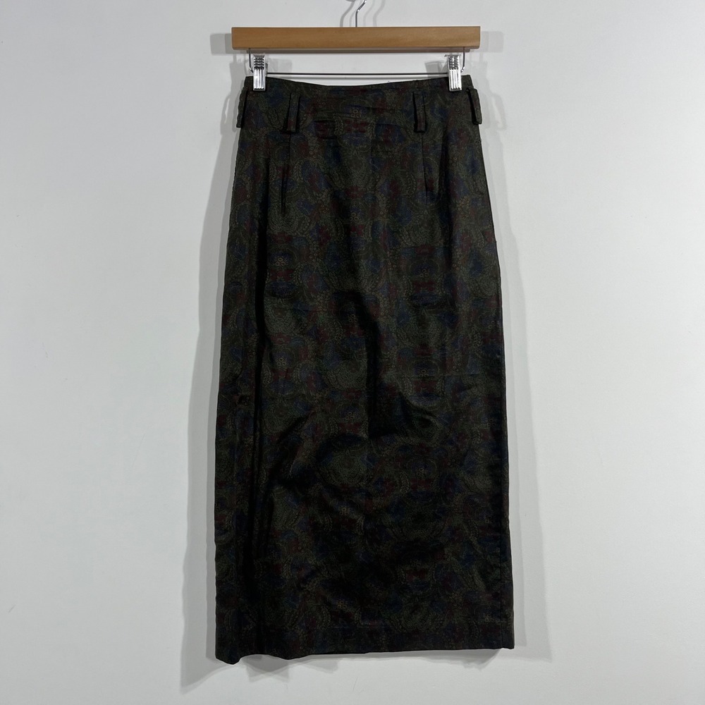 VTG J Crew Heritage Old Money Dark Floral Midi Skirt Tapestry Size 6 Cottagecore